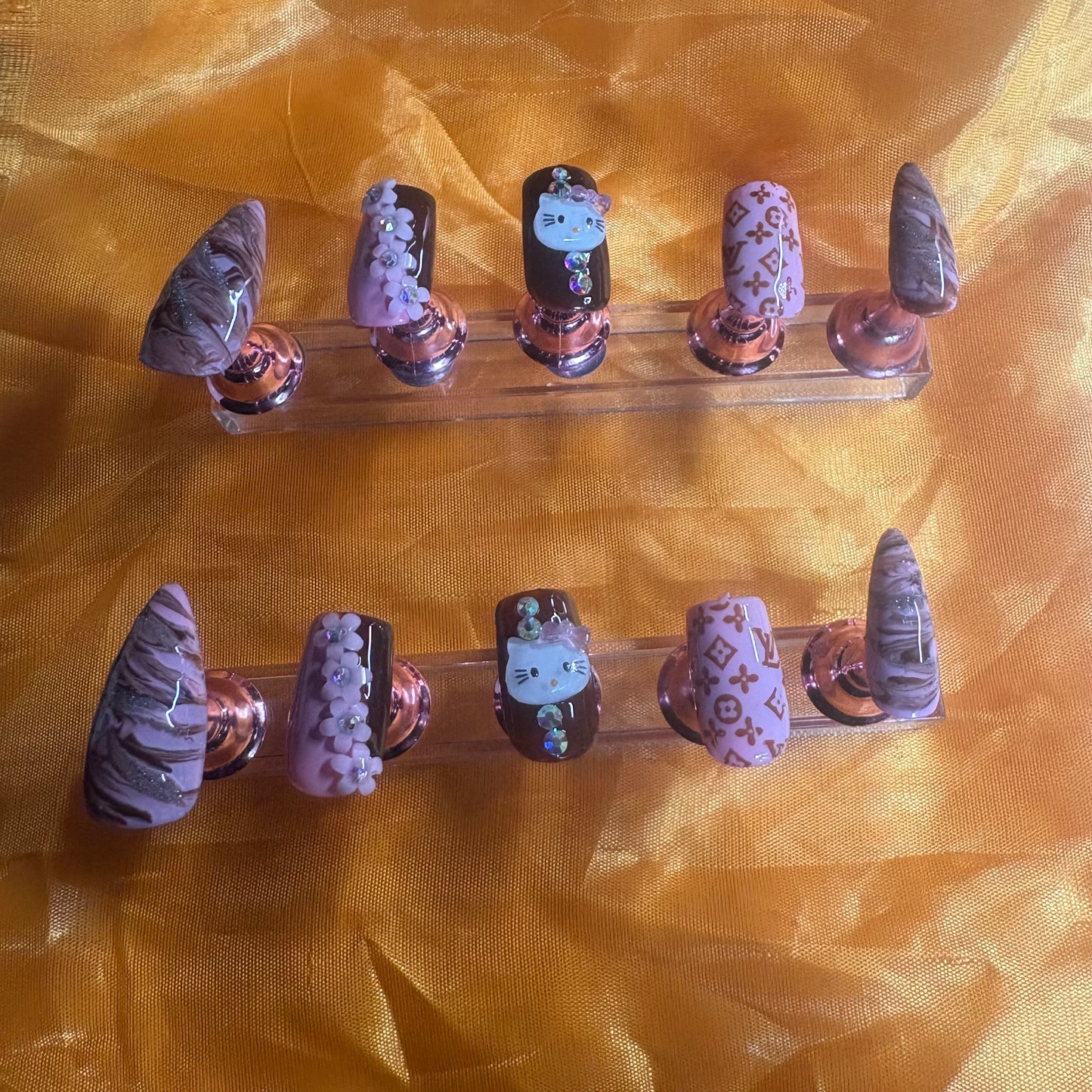 Pink and Redish brown nails