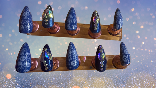 Blue and White Snowflake Press On Nails