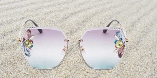 Oval Shaped Rhinestone Sunglasses
